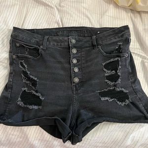 American Eagle Black Next-Level Stretch Ripped Shorts